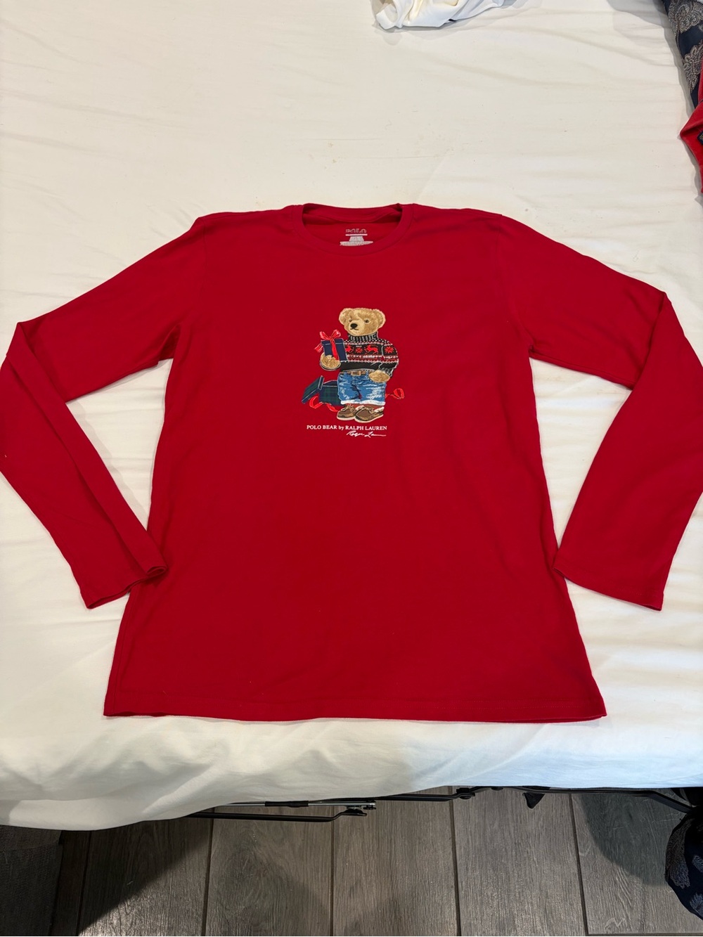 Polo by Ralph Lauren Red Long-Sleeve Tee with Polo Bear Graphic